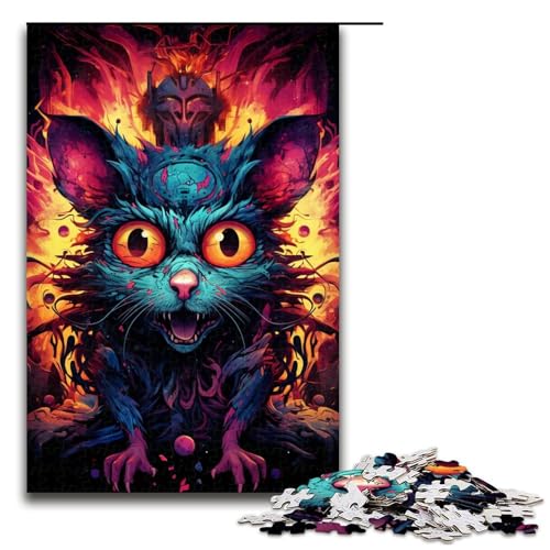 1000 teiliges Puzzle für Erwachsene farbenfrohes psychedelisches Mausspiel ganze Familie 75 x 50 cm von QSYFNBZL