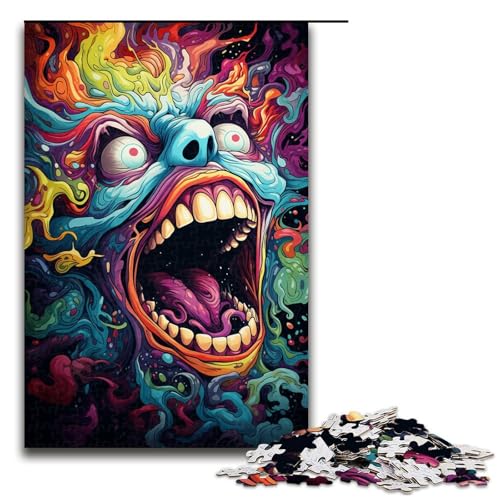 1000 teiliges Puzzle für Erwachsene farbenfrohes psychedelisches Monsterspiel ganze Familie 75 x 50 cm von QSYFNBZL