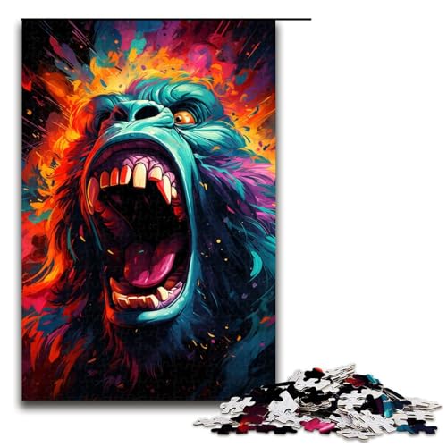 1000 teiliges Puzzle für Erwachsene farbenfrohes psychedelisches Orang Utan Puzzle mit Galaxie Motiv für Erwachsene Holzpuzzle anspruchsvolles Spiel 75 x 50 cm von QSYFNBZL