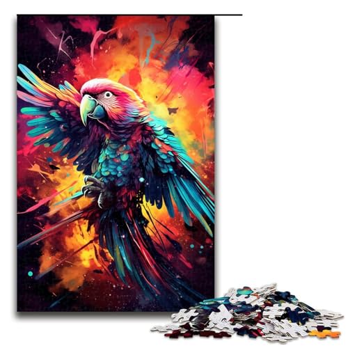 1000 teiliges Puzzle für Erwachsene farbenfrohes psychedelisches Papageien Puzzle Entspannungsspiele Familienspiel zum Stressabbau schwierige Herausforderung 75 x 50 cm von QSYFNBZL