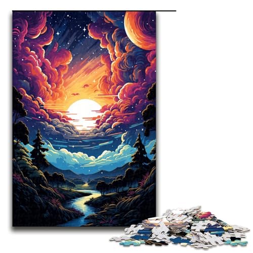1000 teiliges Puzzle für Erwachsene farbenfrohes psychedelisches Paradies Puzzlespiel perfekte Dekoration für Teenager ab 14 Jahren 75 x 50 cm von QSYFNBZL