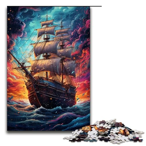 1000 teiliges Puzzle für Erwachsene farbenfrohes psychedelisches Piratenschiff Puzzle für Erwachsene Holzpuzzle anspruchsvolles Spiel 75 x 50 cm 1000 teiliges Puzzle für Erwachsene farbenfrohes psychedelisches Piratenschiff Puzzle für Erwachsene Holzpuzzle anspruchsvolles Spiel 75 x 50 cm von QSYFNBZL