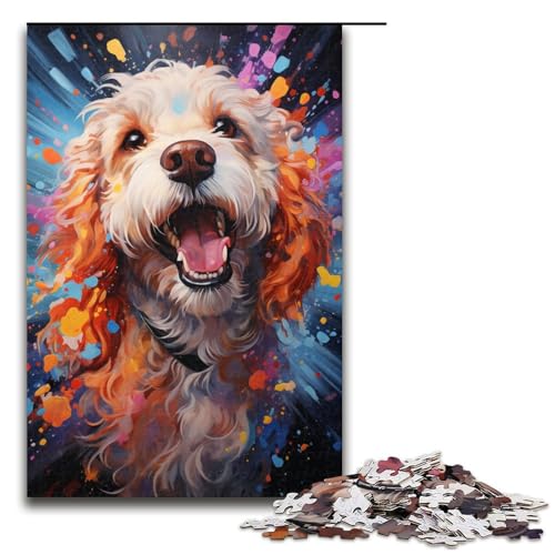 1000 teiliges Puzzle für Erwachsene farbenfrohes psychedelisches Pudel Gemälde Puzzle für Lernspiele Herausforderung Spielzeug Kunstwerk Geschenk 75 x 50 cm von QSYFNBZL
