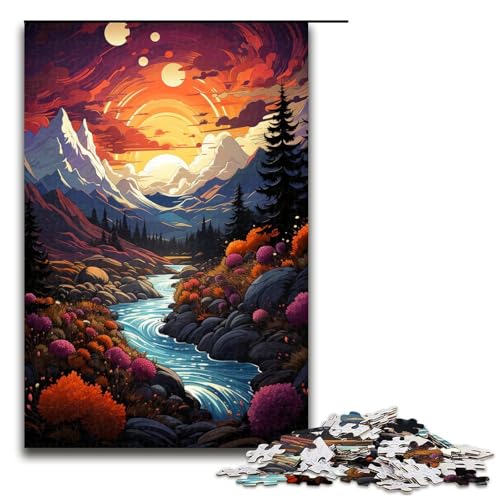 1000 teiliges Puzzle für Erwachsene farbenfrohes psychedelisches Puzzlespiel mit Motiven der Jotunheimen Berge perfekte Dekoration für Teenager ab 14 Jahren 75 x 50 cm von QSYFNBZL