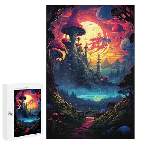 1000 teiliges Puzzle für Erwachsene farbenfrohes psychedelisches Schlossspiel ganze Familie 75 x 50 cm von QSYFNBZL