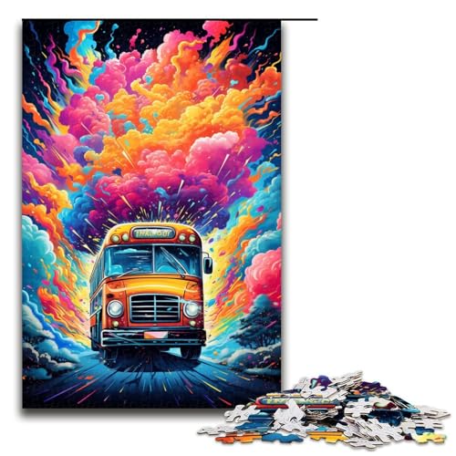 1000 teiliges Puzzle für Erwachsene farbenfrohes psychedelisches Schulbus Puzzle für Erwachsene Holzpuzzle anspruchsvolles Spiel 75 x 50 cm 1000 teiliges Puzzle für Erwachsene farbenfrohes psychedelisches Schulbus Puzzle für Erwachsene Holzpuzzle anspruchsvolles Spiel 75 x 50 cm von QSYFNBZL