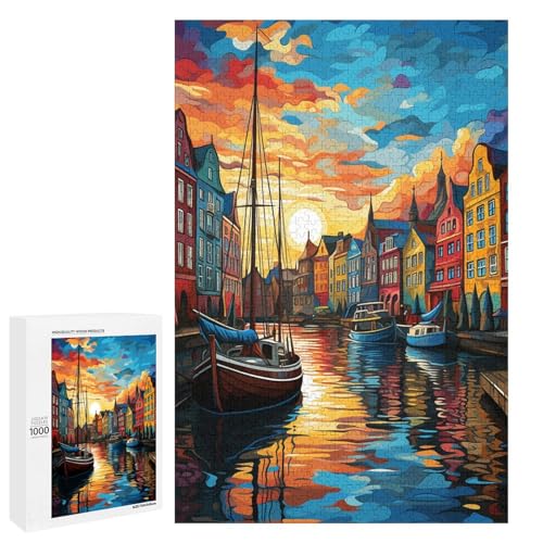 1000 teiliges Puzzle für Erwachsene farbenfrohes psychedelisches Stadt Puzzle für Lernspiele Herausforderung Spielzeug Kunstwerk Geschenk 75 x 50 cm von QSYFNBZL