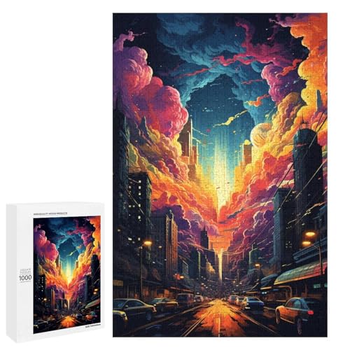 1000 teiliges Puzzle für Erwachsene farbenfrohes psychedelisches Stadtbild Puzzle für Erwachsene Holzpuzzle anspruchsvolles Spiel 75 x 50 cm 1000 teiliges Puzzle für Erwachsene farbenfrohes psychedelisches Stadtbild Puzzle für Erwachsene Holzpuzzle anspruchsvolles Spiel 75 x 50 cm von QSYFNBZL
