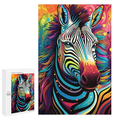 1000 teiliges Puzzle für Erwachsene farbenfrohes psychedelisches Tier Zebra Puzzle für Erwachsene Holzpuzzle anspruchsvolles Spiel 75 x 50 cm 1000 teiliges Puzzle für Erwachsene farbenfrohes psychedelisches Tier Zebra Puzzle für Erwachsene Holzpuzzle anspruchsvolles Spiel 75 x 50 cm von QSYFNBZL