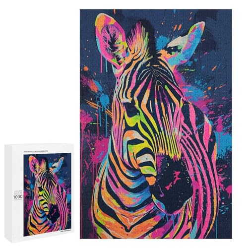1000 teiliges Puzzle für Erwachsene farbenfrohes psychedelisches Tier Zebra Puzzle für Erwachsene Holzpuzzle anspruchsvolles Spiel 75 x 50 cm 1000 teiliges Puzzle für Erwachsene farbenfrohes psychedelisches Tier Zebra Puzzle für Erwachsene Holzpuzzle anspruchsvolles Spiel 75 x 50 cm von QSYFNBZL