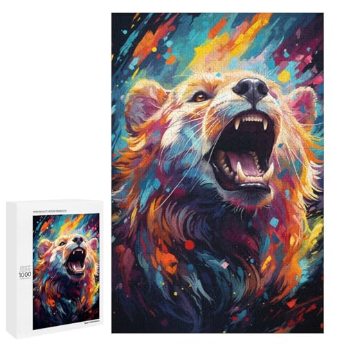 1000 teiliges Puzzle für Erwachsene farbenfrohes psychedelisches Tier und Tierspiel ganze Familie 75 x 50 cm von QSYFNBZL