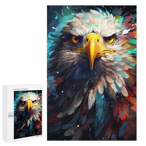 1000 teiliges Puzzle für Erwachsene farbenfrohes psychedelisches Tieradler Spiel ganze Familie 75 x 50 cm von QSYFNBZL