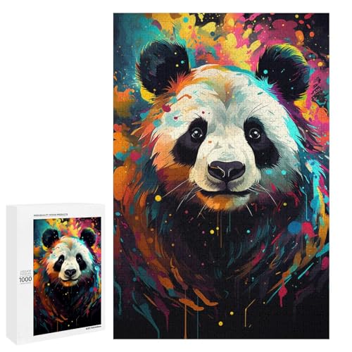 1000 teiliges Puzzle für Erwachsene farbenfrohes psychedelisches Tierpanda Puzzle für Lernspiele Herausforderung Spielzeug Kunstwerk Geschenk 75 x 50 cm von QSYFNBZL