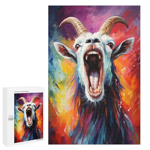 1000 teiliges Puzzle für Erwachsene farbenfrohes psychedelisches Tierziegen Lernpuzzle Lernspiel für Geburtstag und Weihnachten 75 x 50 cm 1000 teiliges Puzzle für Erwachsene farbenfrohes psychedelisches Tierziegen Lernpuzzle Lernspiel für Geburtstag und Weihnachten 75 x 50 cm von QSYFNBZL