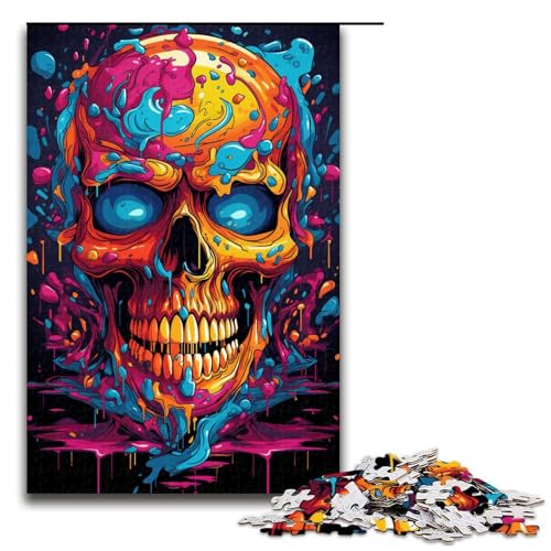 1000 teiliges Puzzle für Erwachsene farbenfrohes psychedelisches Totenkopf Puzzle anspruchsvolles Spiel EIN Kunstwerk geeignet für Jugendliche ab 14 Jahren 75 x 50 cm von QSYFNBZL