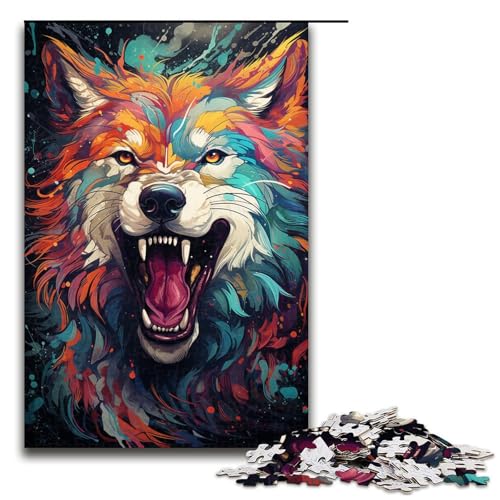 1000 teiliges Puzzle für Erwachsene farbenfrohes psychedelisches Wölfin Puzzle für Kinder Holzpuzzle Lernspiel für Erwachsene 75 x 50 cm 1000 teiliges Puzzle für Erwachsene farbenfrohes psychedelisches Wölfin Puzzle für Kinder Holzpuzzle Lernspiel für Erwachsene 75 x 50 cm von QSYFNBZL