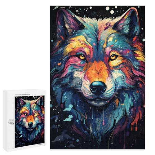 1000 teiliges Puzzle für Erwachsene farbenfrohes psychedelisches Wolf Kunst Puzzle für Erwachsene Holzpuzzle anspruchsvolles Spiel 75 x 50 cm 1000 teiliges Puzzle für Erwachsene farbenfrohes psychedelisches Wolf Kunst Puzzle für Erwachsene Holzpuzzle anspruchsvolles Spiel 75 x 50 cm von QSYFNBZL
