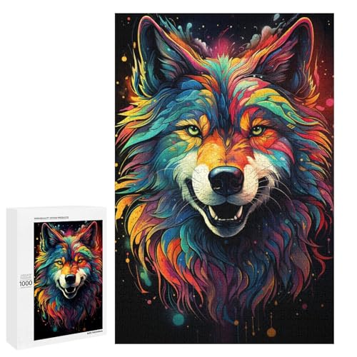 1000 teiliges Puzzle für Erwachsene farbenfrohes psychedelisches Wolf Kunst Puzzle für Erwachsene Holzpuzzle anspruchsvolles Spiel 75 x 50 cm 1000 teiliges Puzzle für Erwachsene farbenfrohes psychedelisches Wolf Kunst Puzzle für Erwachsene Holzpuzzle anspruchsvolles Spiel 75 x 50 cm von QSYFNBZL