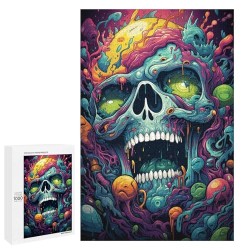 1000 teiliges Puzzle für Erwachsene farbenfrohes psychedelisches böses Monster Entspannungsspiele Familienspiel zum Stressabbau schwierige Herausforderung 75 x 50 cm von QSYFNBZL