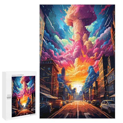 1000 teiliges Puzzle für Erwachsene farbenfrohes psychedelisches dynamisches Stadtbild Puzzle für Erwachsene Holzpuzzle anspruchsvolles Spiel 75 x 50 cm 1000 teiliges Puzzle für Erwachsene farbenfrohes psychedelisches dynamisches Stadtbild Puzzle für Erwachsene Holzpuzzle anspruchsvolles Spiel 75 x 50 cm von QSYFNBZL