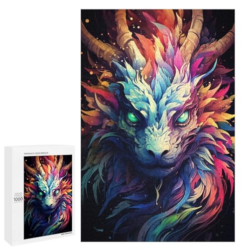 1000 teiliges Puzzle für Erwachsene farbenfrohes psychedelisches kosmisches Drachenspiel ganze Familie 75 x 50 cm von QSYFNBZL