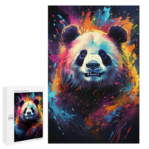 1000 teiliges Puzzle für Erwachsene farbenfrohes psychedelisches süßes kleines Panda Spiel ganze Familie 75 x 50 cm von QSYFNBZL