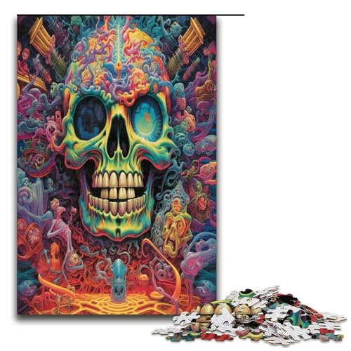 1000 teiliges Puzzle für Erwachsene psychedelisches Totenkopf Spiel Puzzles ganze Familie 1000 PCS von QSYFNBZL