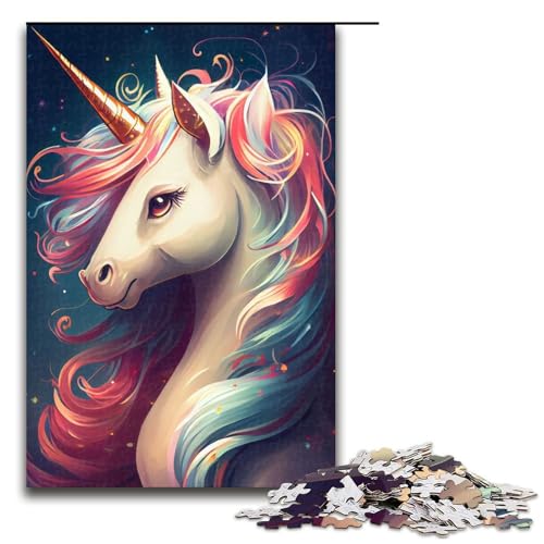 1000 teiliges Puzzle für Erwachsene süßes Einhorn Puzzle für Erwachsene Holzpuzzle anspruchsvolles Spiel 75 x 50 cm von QSYFNBZL