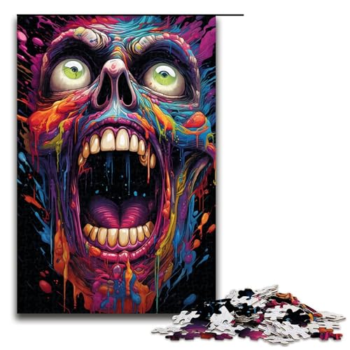 1000 teiliges Puzzle für Erwachsene verrücktes farbenfrohes Dämonenspiel ganze Familie 75 x 50 cm von QSYFNBZL