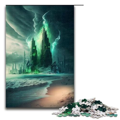 1000 teiliges Puzzle futuristischer Stadtbau für Erwachsene Holzpuzzle Familienspiele 75 x 50 cm von QSYFNBZL