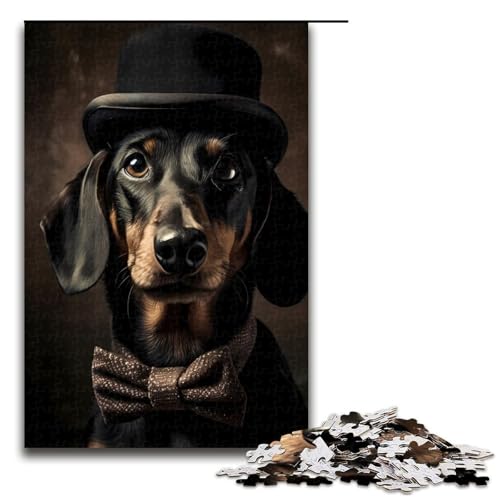 1000 teiliges Puzzle mit Dackelhut Holzpuzzle Lernspiele Heimdekoration 75 x 50 cm von QSYFNBZL