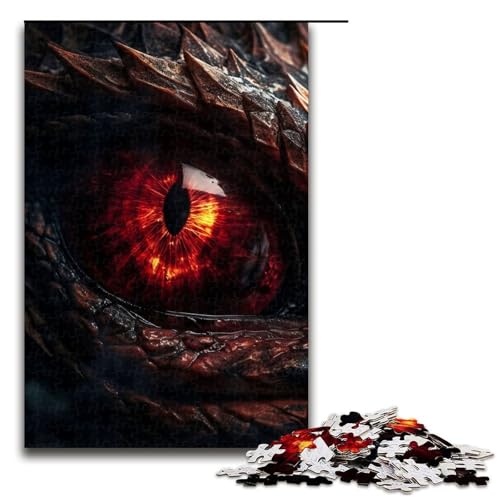 1000 teiliges Puzzle mit Feuerdrachen und Rubinaugen Holzpuzzle Lernspiele Heimdekoration 75 x 50 cm von QSYFNBZL