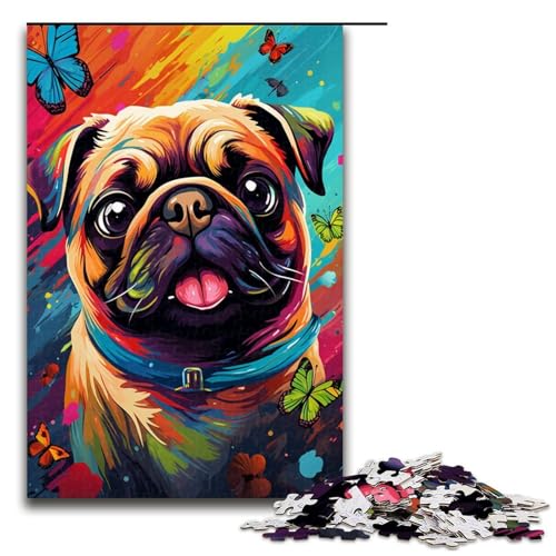 1000 teiliges Puzzle mit Möpsen und Schmetterlingen und Schmetterlings und Schmetterlings Puzzles aus Holz Lernspiele Heimdekoration 75 x 50 cm von QSYFNBZL