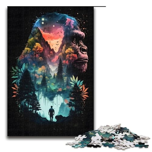 1000 teiliges Puzzle mit Schimpansen Motiv Holzpuzzle Lernspiele Heimdekoration 75 x 50 cm von QSYFNBZL