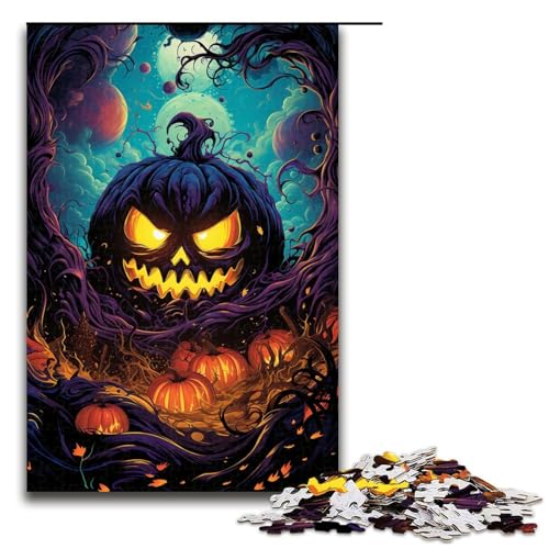 1000 teiliges Puzzle mit bösem Kürbisgemälde für Erwachsene Holzpuzzle Familienspiele 75 x 50 cm von QSYFNBZL