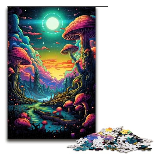 1000 teiliges Puzzle mit bunten Pilzen Holzpuzzle Lernspiele Heimdekoration 75 x 50 cm von QSYFNBZL