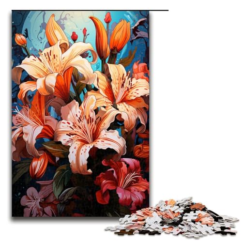 1000 teiliges Puzzle mit bunten psychedelischen Blumen Geschenk Puzzle für Erwachsene Weihnachtswunschliste mit Weihnachtsmann für Teenager ab 14 Jahren 75 x 50 cm von QSYFNBZL