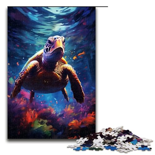 1000 teiliges Puzzle mit bunten psychedelischen Schildkröten Geschenk Puzzle für Erwachsene Weihnachtswunschliste mit Weihnachtsmann für Teenager ab 14 Jahren 75 x 50 cm von QSYFNBZL