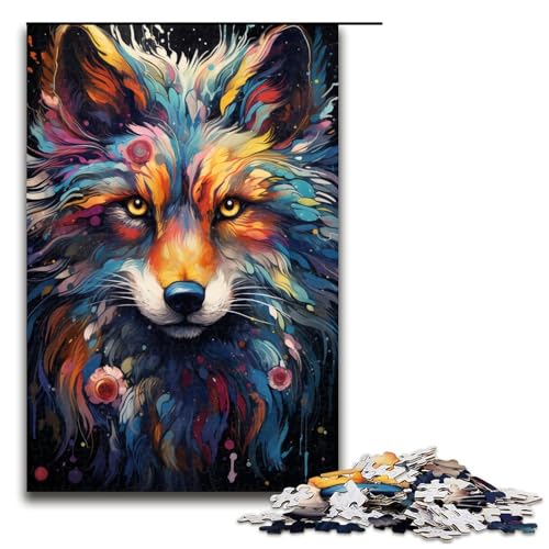 1000 teiliges Puzzle mit farbenfrohem psychedelischem Fuchsgemälde Geschenk Puzzle für Erwachsene Weihnachtswunschliste mit Weihnachtsmann für Teenager ab 14 Jahren 75 x 50 cm von QSYFNBZL
