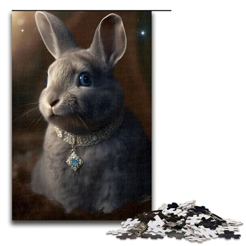 1000 teiliges Puzzle mit flauschigem Häschen Holzpuzzle Lernspiele Heimdekoration 75 x 50 cm von QSYFNBZL