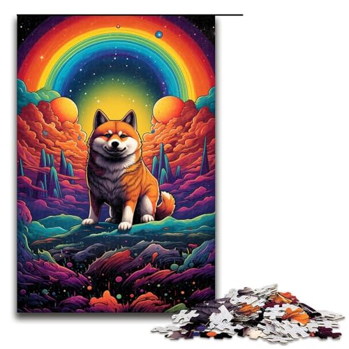 1000 teiliges Puzzle niedlicher Shiba Inu in Farbe für Erwachsene Holzpuzzle Familienspiele 75 x 50 cm von QSYFNBZL