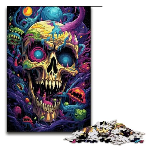 1000 teiliges Puzzle psychedelisches Farbgemälde Totenkopf Puzzle für Erwachsene Holzpuzzle Lernspiel 75 x 50 cm 1000 teiliges Puzzle psychedelisches Farbgemälde Totenkopf Puzzle für Erwachsene Holzpuzzle Lernspiel 75 x 50 cm von QSYFNBZL
