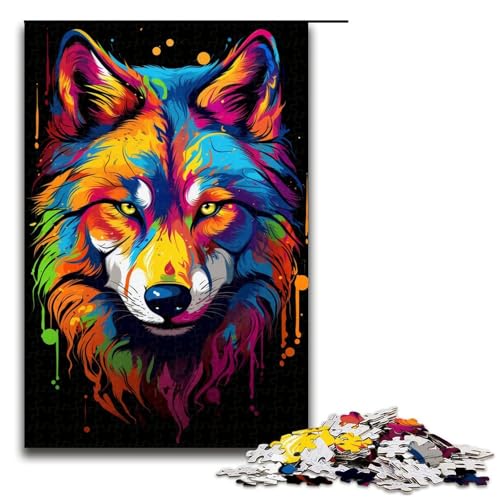 1000 teiliges Puzzle psychedelisches buntes Tier Wolf Puzzle für Erwachsene Holzpuzzle Lernspiel 75 x 50 cm 1000 teiliges Puzzle psychedelisches buntes Tier Wolf Puzzle für Erwachsene Holzpuzzle Lernspiel 75 x 50 cm von QSYFNBZL