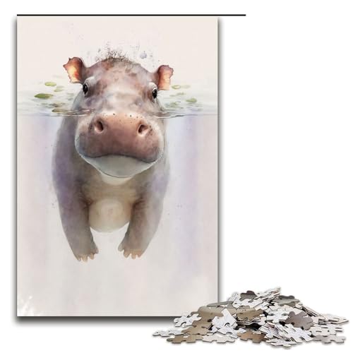 1000 teiliges Puzzle süßes Nilpferd Baby Mal Puzzle für Erwachsene Holzpuzzle tolle Geschenke für Weihnachten 75 x 50 cm 1000 teiliges Puzzle süßes Nilpferd Baby Mal Puzzle für Erwachsene Holzpuzzle tolle Geschenke für Weihnachten 75 x 50 cm von QSYFNBZL