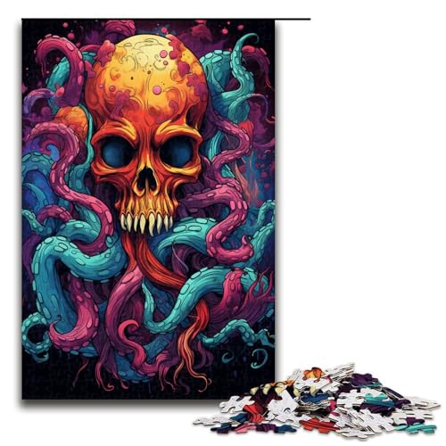1000 teiliges Puzzlespiel mit Gemälde eines bunten Totenkopf Oktopus für Erwachsene geeignet für Paare und Teenager ab 14 Jahren 75 x 50 cm 1000 teiliges Puzzlespiel mit Gemälde eines bunten Totenkopf Oktopus für Erwachsene geeignet für Paare und Teenager ab 14 Jahren 75 x 50 cm von QSYFNBZL