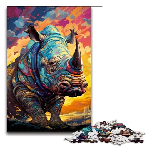 1000 teiliges Roboter Nashorn von SplattersLots Dicke farbige Puzzles Geschenk Puzzle für Erwachsene Weihnachtswunschliste mit Weihnachtsmann für Teenager ab 14 Jahren 1000 Teile von QSYFNBZL