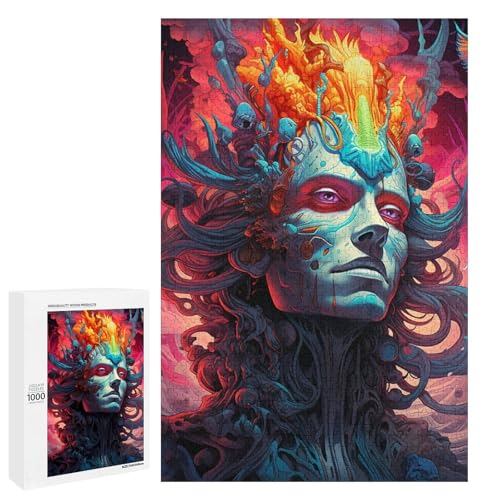 1000 teiliges buntes psychedelisches Dämonen Puzzle Geschenk Puzzle für Erwachsene Weihnachtswunschliste mit Weihnachtsmann für Teenager ab 14 Jahren 75 x 50 cm von QSYFNBZL