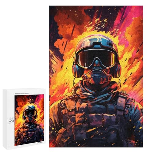 Bunte Psychedelia von Soldier Synthwave 1000 teiliges Puzzle für Erwachsene als Geschenk geeignet für Teenager ab 14 Jahren 75 x 50 cm von QSYFNBZL