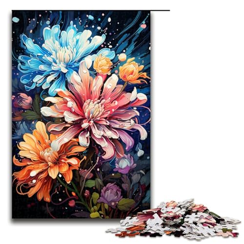 Bunte psychedelische Blumen 1000 teiliges Puzzle für Erwachsene als Geschenk geeignet für Teenager ab 14 Jahren 75 x 50 cm von QSYFNBZL