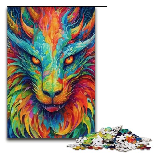 Bunter Drache 1000 teiliges Puzzle für Erwachsene als Geschenk geeignet für Jugendliche ab 14 Jahren 1000 Teile von QSYFNBZL